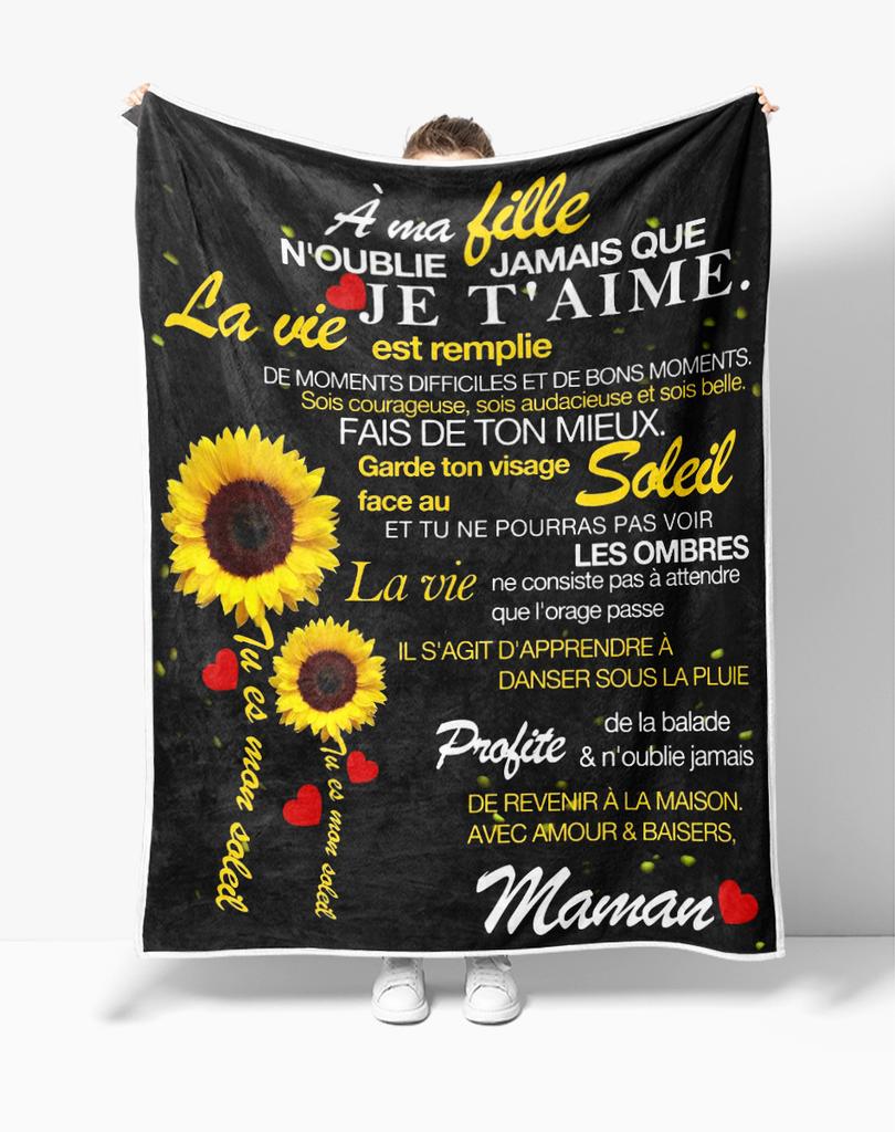 A mia Figlia Lettere Francesi Coperta in Flanella a Mia Figlia Figlio Regalo Coperta Calda per Letto Divano Divano Regalo di Compleanno Decorazione Casa