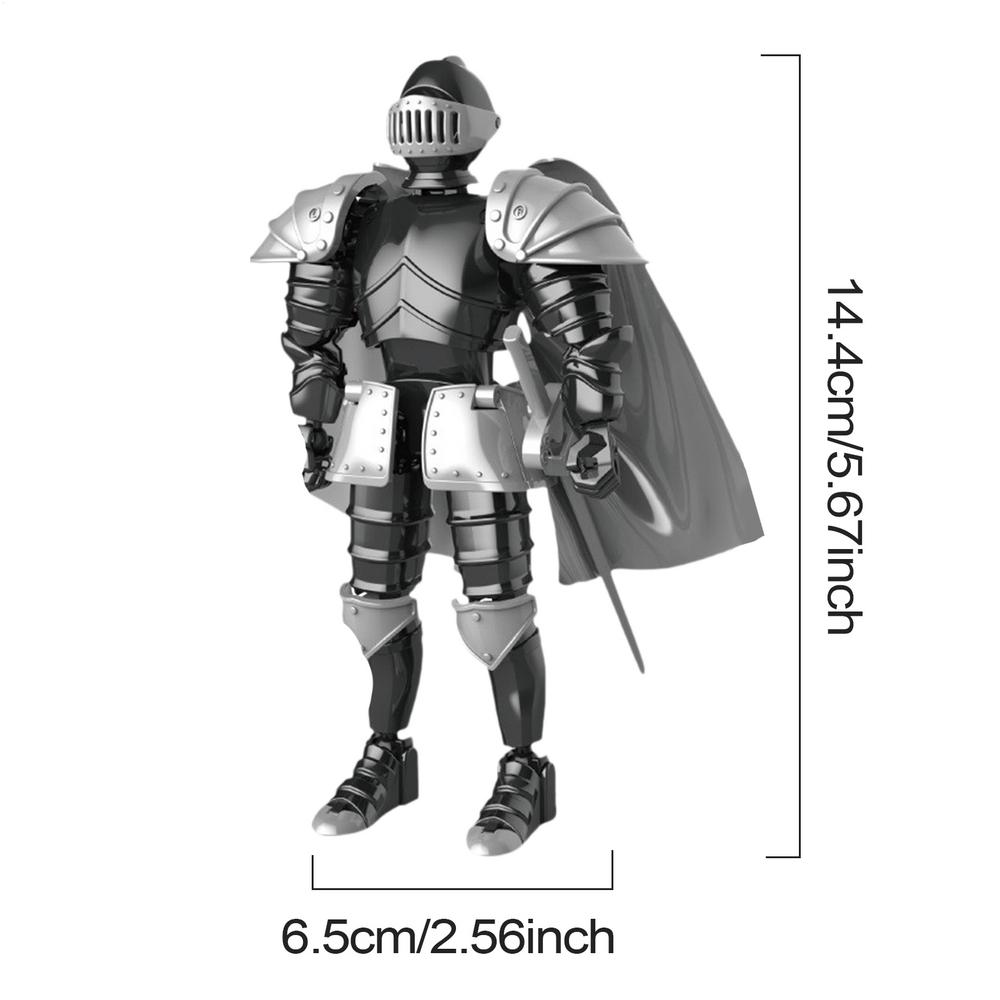 Knight Action Figures 3D Printed Movable Shapeshift Robot Toy Medieval Knight Collectible Figurine Multi-Jointed Action Figure