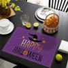 6PC Halloween Pumpkin Black Cat Placemats Festival Kitchen  Linen Dinning Table Mats Bowl Coffee Cup Pads Mats Home Decor