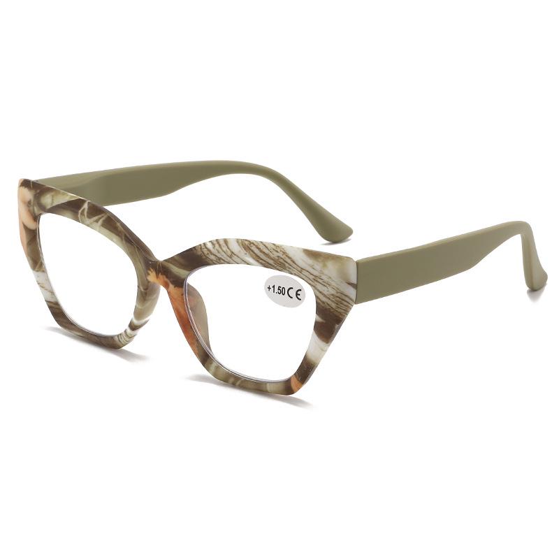 Cat-eye Unisex Color-block Reading Glasses with Large Frame