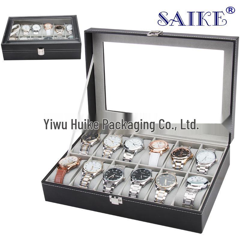 Standard 12-Grid PU Leather Watch Display and Storage Box