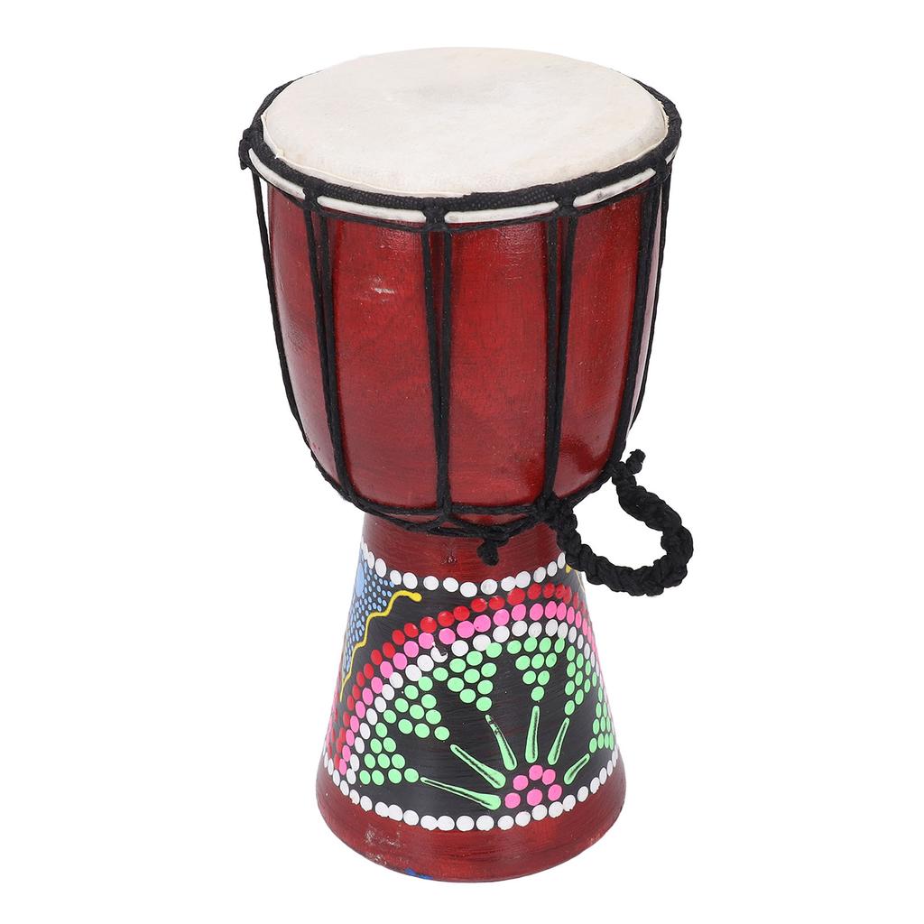 Djembe-Trommel, 4 Zoll, rot, handgemaltes Muster, klassische afrikanische Djembe für Anfänger