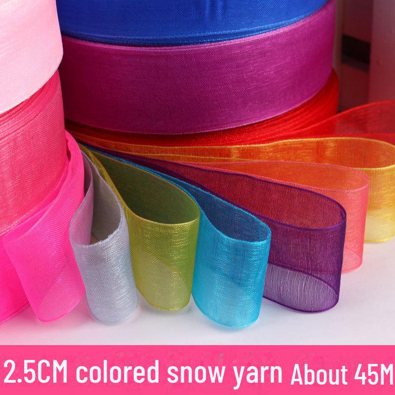 2,5 cm breites, transparentes Satinband aus Schneegarn für Bastelarbeiten und Haarschmuck