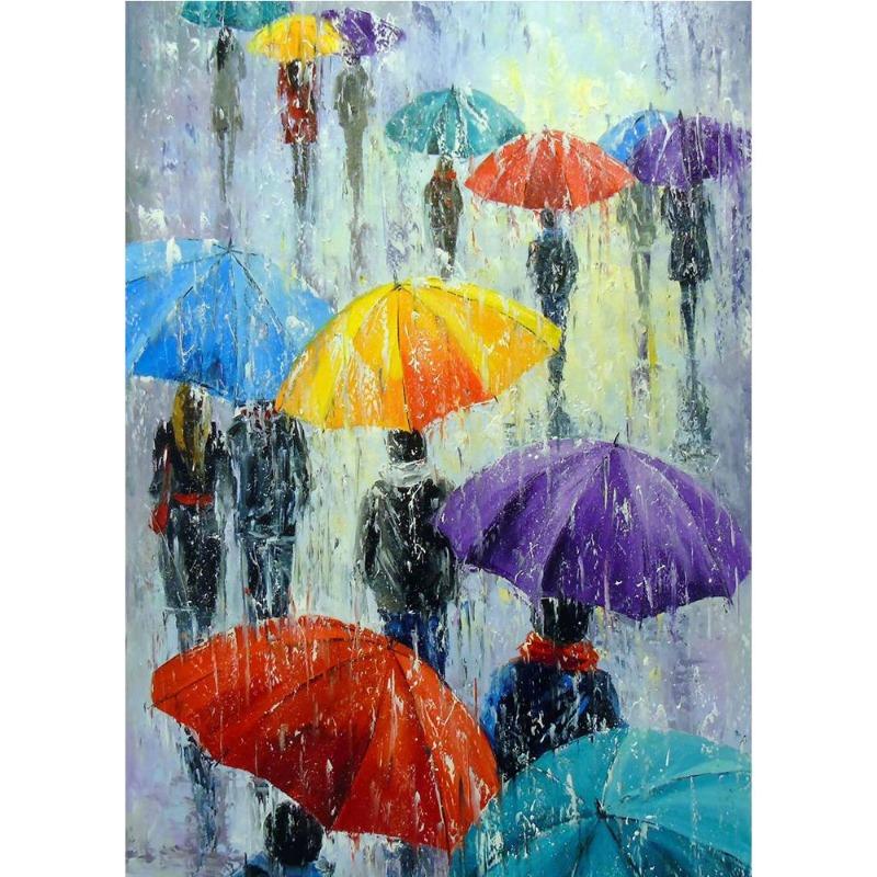 Scandinavian autumn rainy landscape poster, canvas, oil painting for lovers, outdoor wall painting for the modern living room