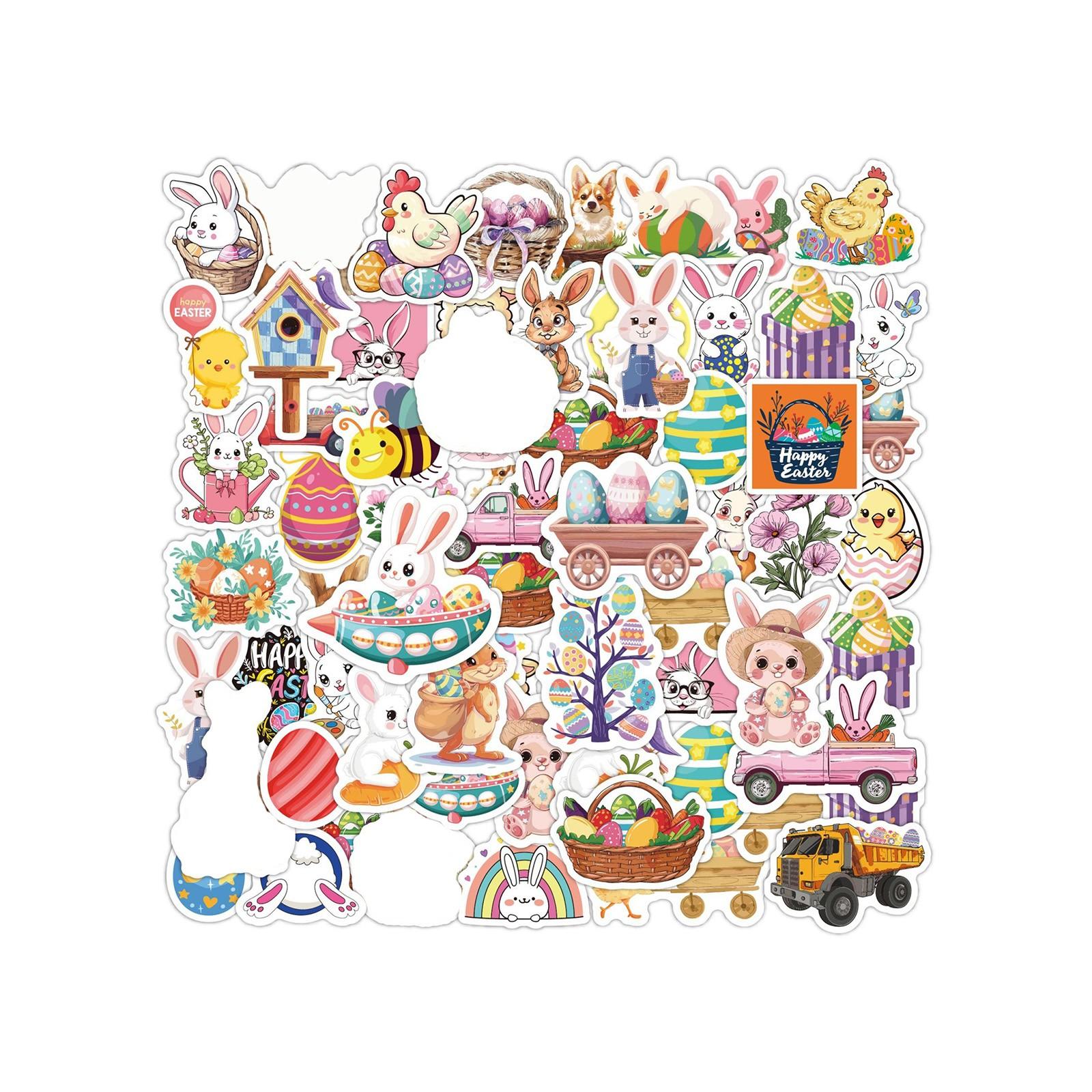 

0pcs Creative Cute Easter Bunny PVC Stickers For Water Cups, Luggage, Notebooks, Scooters, Motorcycles One Size