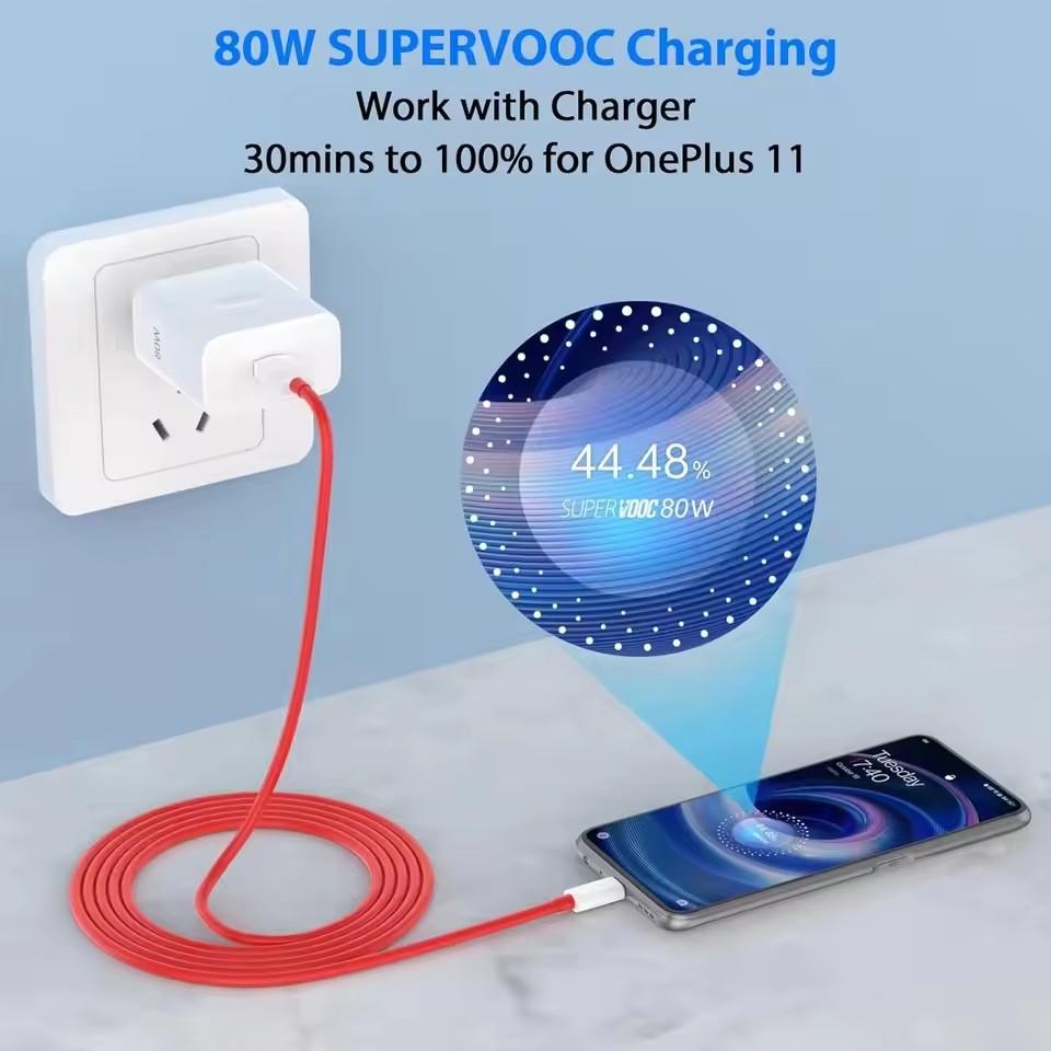 80W EU Superschnelles USB-Ladegerät für OnePlus 9 10 11 12 13 Nord CE 2 3 Lite N300 OPPO Realme 12 GT NEO 2 3 Typ C Warp Charge Kabel