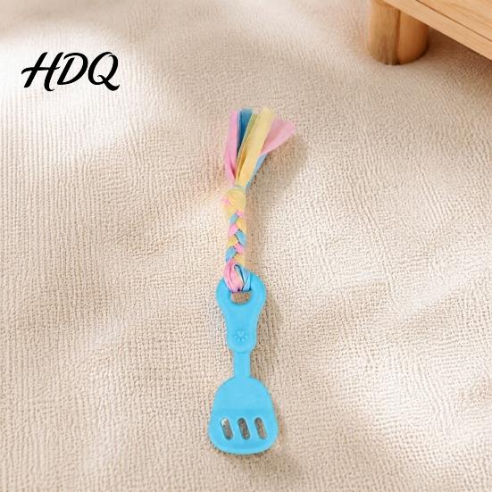 Indestructible Dog Tug Toys Spatula Shaped Chew Toy with Braided Fabric Rope Interactive Puppy Teething Durable Chewing Toy Pet Molar for