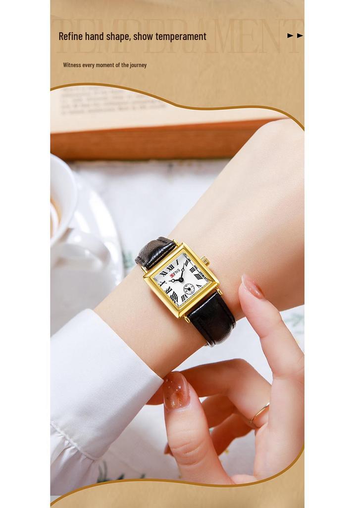OFNS Women's Classic Luxury Retro Square Quartz Watch with Roman Numerals