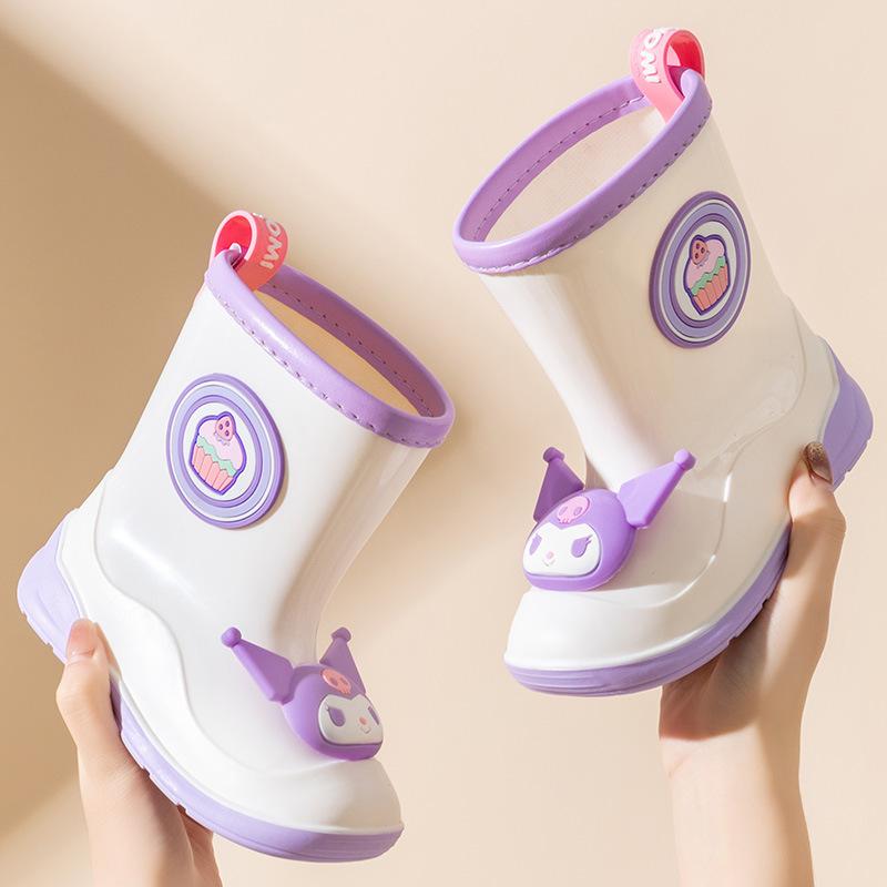 

Children s Rain Boots Cute Cartoon Kuromi Rain Boots Kindergarten Girls Rain Boots Anti-Slip Glue Shoes 210