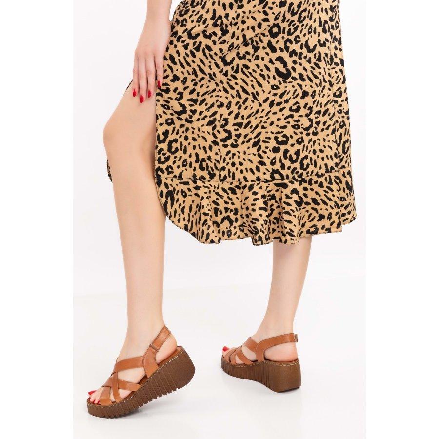 Women's Genuine Leather Sandals with Padded Heel