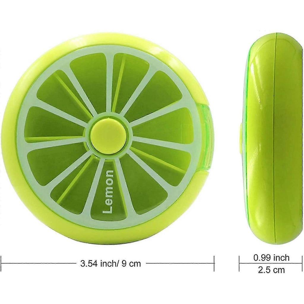 Pill Box Travel Pill Organizer Cute Round Rotating Purse Size 7 Compartments