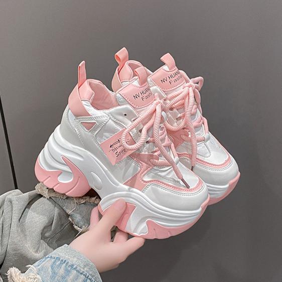 Spring and Autumn Women s Shoes with Height-enhancing Fashionable Cross-straps Versatile Thick-soled Women s Shoes 34 розовый 3864₽