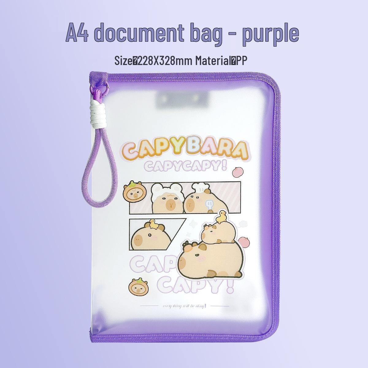 Capybara A4 Zippered Document Bag - Student & Office Stationery