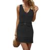 Spring And Summer Women's V-neck Hollow Vest Skirt Fashionable Color Women's Knitted Suit