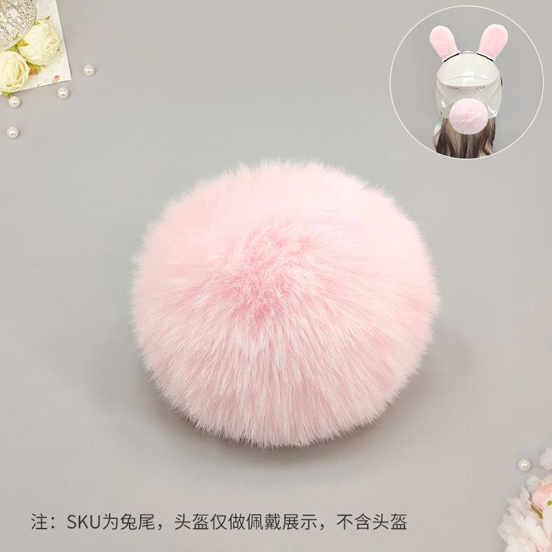 Cute Rabbit Ear Helmet Decoration Female Knight Helmet Modification Accessories Plush Rabbit Ear Tail Helmet Jewelry