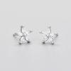 Colorful Zircon Flower Cat's Eye Earrings - Five-Petal Design with Rhinestones for Girls