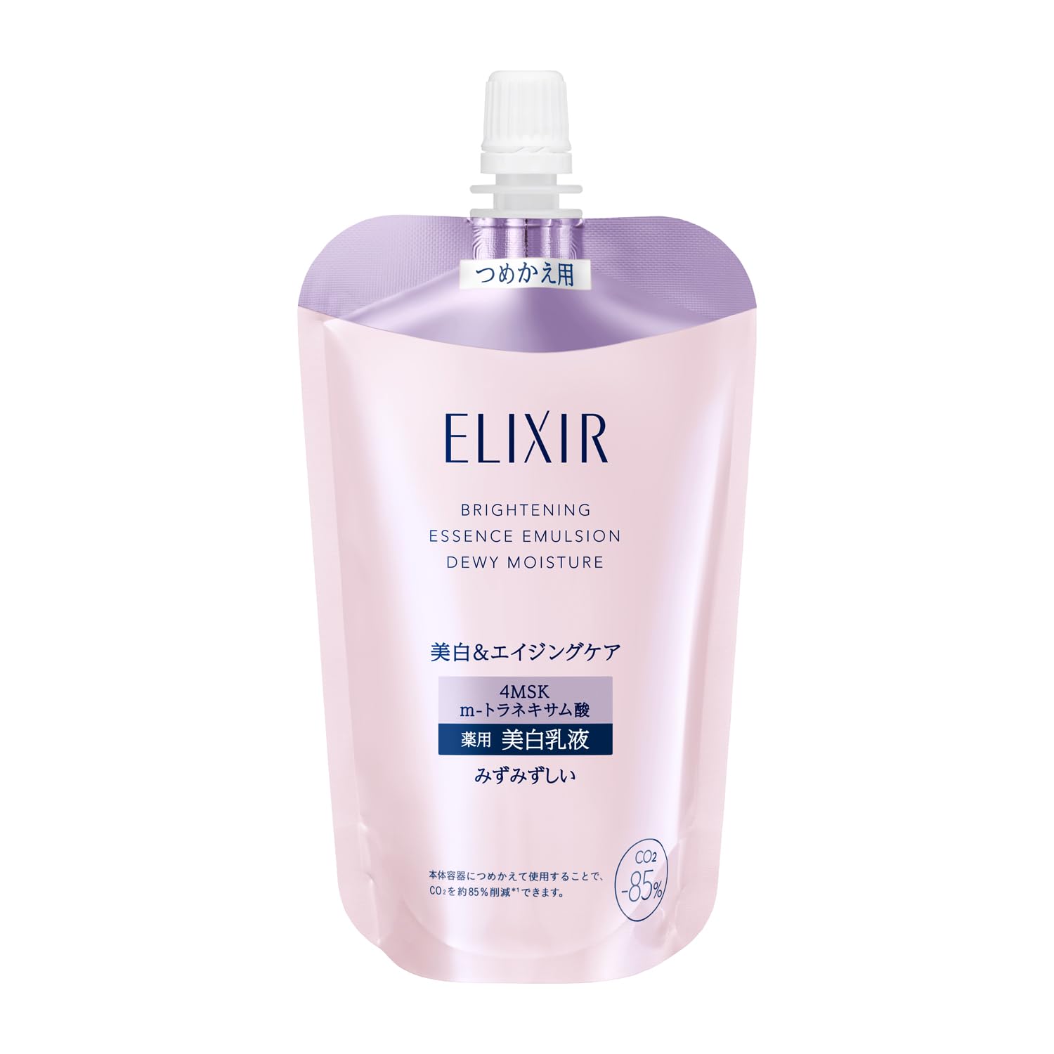 ELIXIR Brightening Emulsion Moisturizer 130mL - Hydrating Milk Lotion with Aqua Floral Scent, Whitening, Anti-Aging & Firming Care Refill 110ml