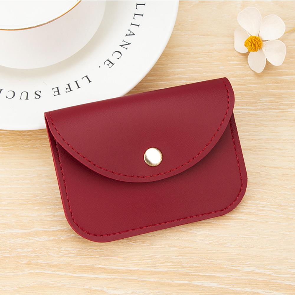 

Mini Coin Purse Women PU Leather Card Holder Candy Color Small Wallet Change Pouch Snap Fastener Pocket Money Bag Key Case червоний