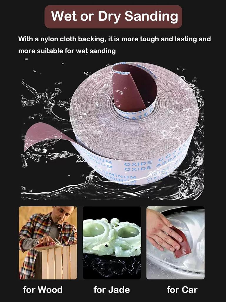 Emery Cloth Roll, 6 Grits Sandpaper Assortment for Metal Automotive Furniture Wood with Dispenser