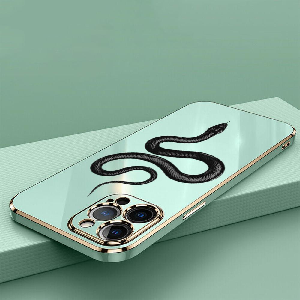 N71 Black Gold Snake Plating Edge Myk TPU telefonvesker for Samsung A54 A13 A14 S24 Plus S23 Ultra S20 S21 FE A55 A05 A52s Støtsikkert deksel