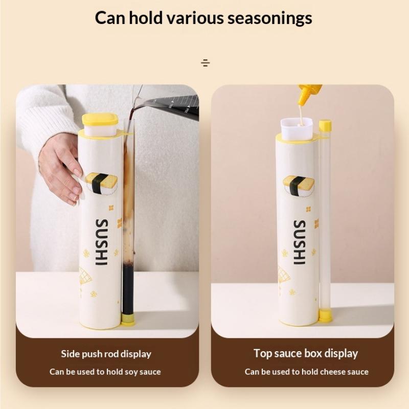 Home Sushi Making Kit Includes 1Set Round Push Box with Sauce Straw