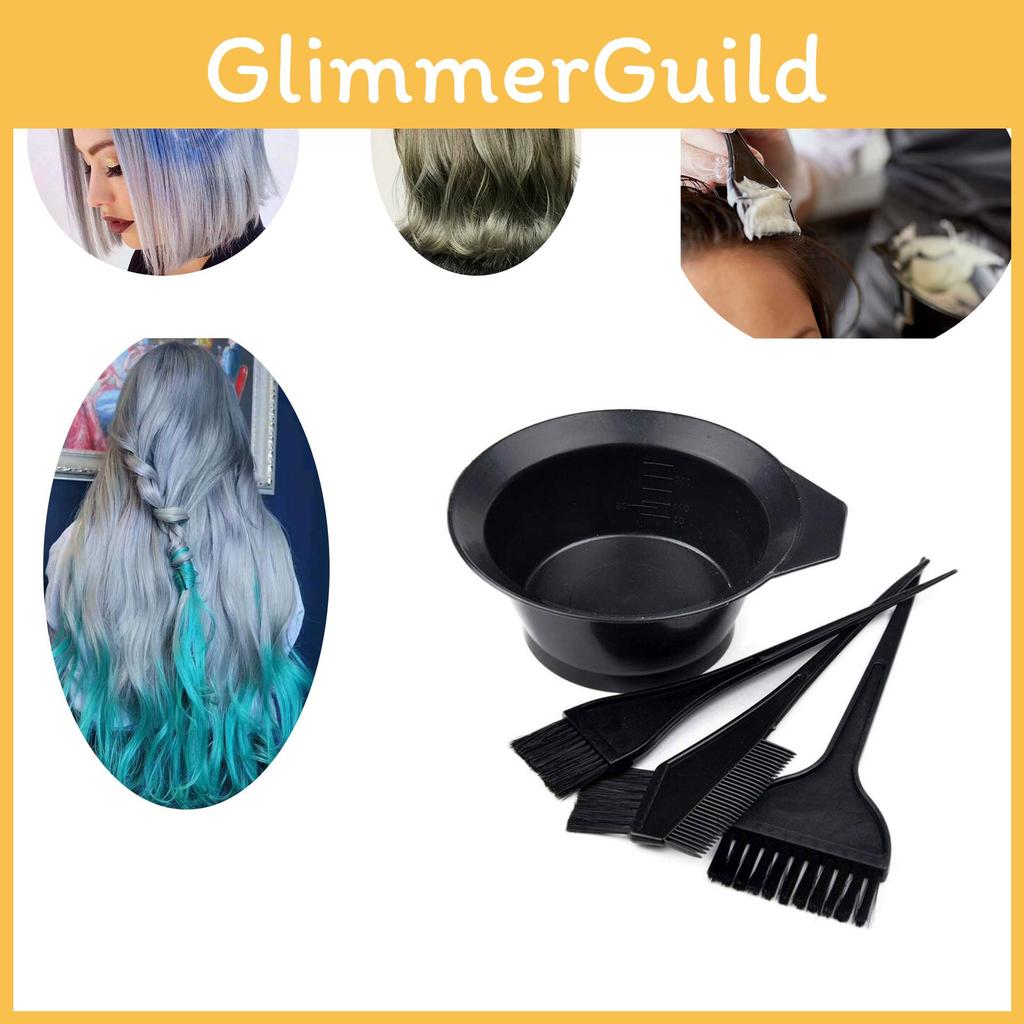 Kit de Accesorios para Teñir el Cabello Pro Paquete de 4 Set de Bol y Brochas de Peluquería Para Salón Uso en Casa