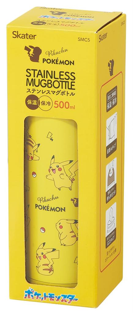 Skater Direct Drinking Stainless Steel Mug Bottle Water Bottle 500ml Pokemon Pikachu Insulated/Cold SMC5-A