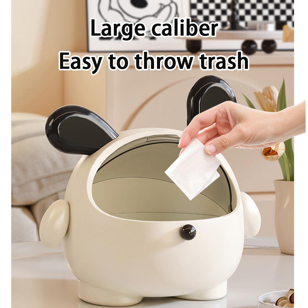 Cute Rabbit Desktop Waste Bin with Lid Large Capacity Sundries Organizer Home Office Desktop Ornament Multifunction Storage Box