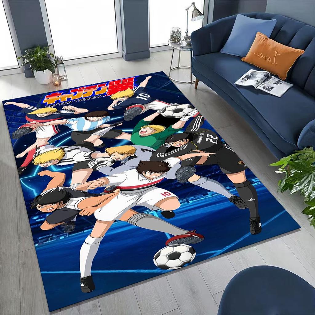 Captain Ozora Tsubasa Cartoon Football Rug for Bedroom Living Room Sofa Home Doormat Decor, Large Kids Play Non-slip Floor Mat