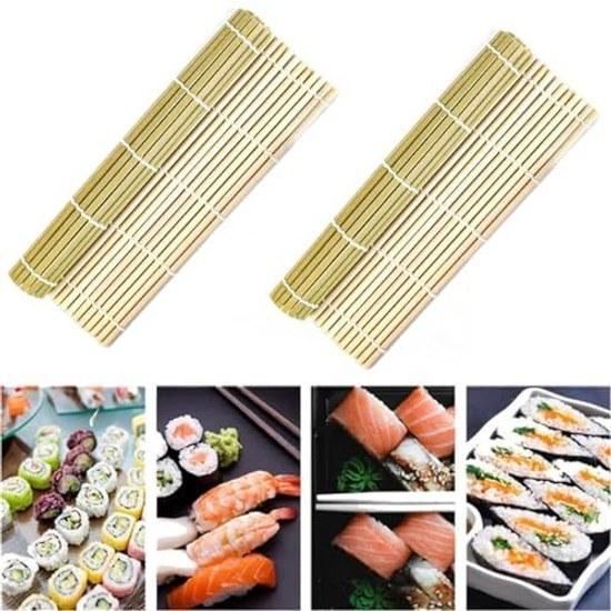2 pieces wide mouth sushi roll mat 3030cm bamboo makisu board curtain kitchen supplies cooking tools utensils