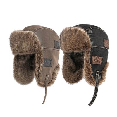 Winter männer Trendy PU Retro Lei Feng Hut frauen Plüsch Verdickt Warme Ohr Schutz Outdoor Wandern Radfahren Skifahren pilot Hut