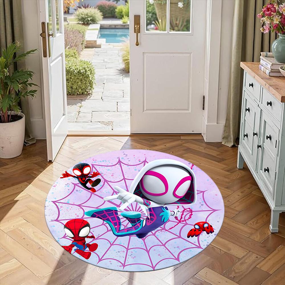 Spider-man Round Floor Mat Suitable for Game Room Living Rooms Dormitory Kitchen Anti-slip Round Rug Decorate Offices Best for Christmas
