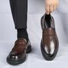 Men's leather shoes spring new soft-soled foot cover dress business breathable heightening leather casual groom wedding shoes men