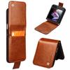 QIALINO For Samsung Galaxy Z Flip5 5G Genuine Cow Leather+PC Phone Case Card Holder Slim Fit Cover