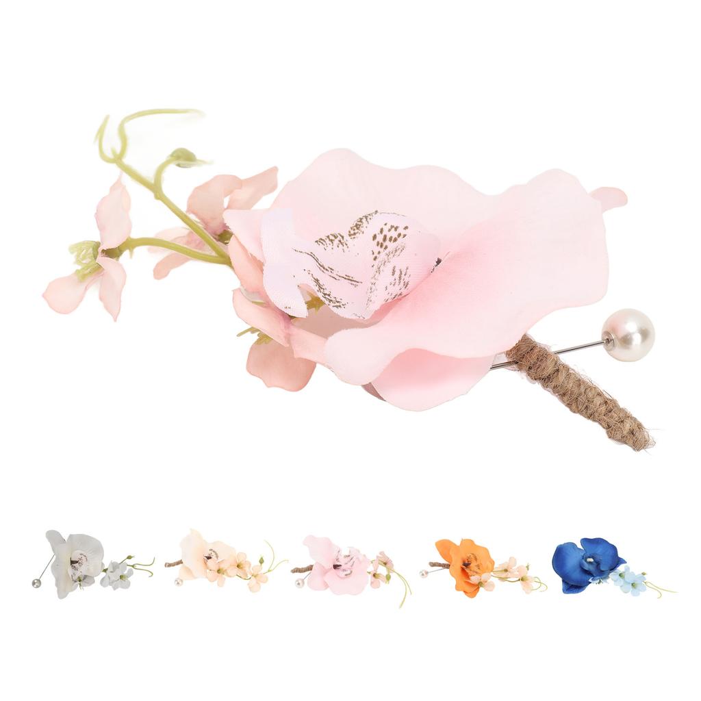5 Pcs Groom Boutonniere Elegant Men Wedding Flower Lifelike Permanent Reusable Artificial Brooch Flo