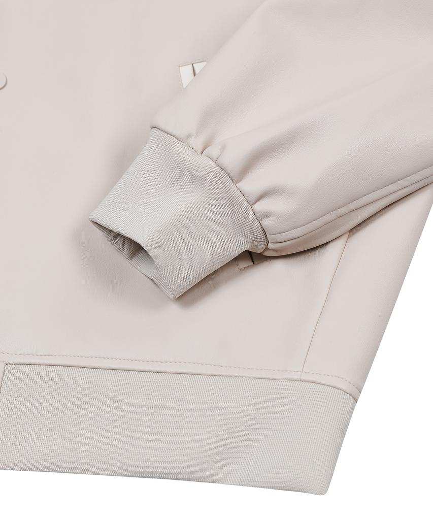 Ironyporno Whiteline 86-Iro199 Color Mix Varsity Leather Jacket Ivory