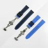 Swatch X Omega Compatible Rubber Strap with Type D-buckle, Double-line (black/blue Lines)