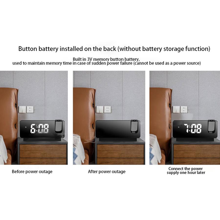 

1 PC LED mirror display plug-in alarm clock, time projection, power-off memory function (for plug in use, without battery)