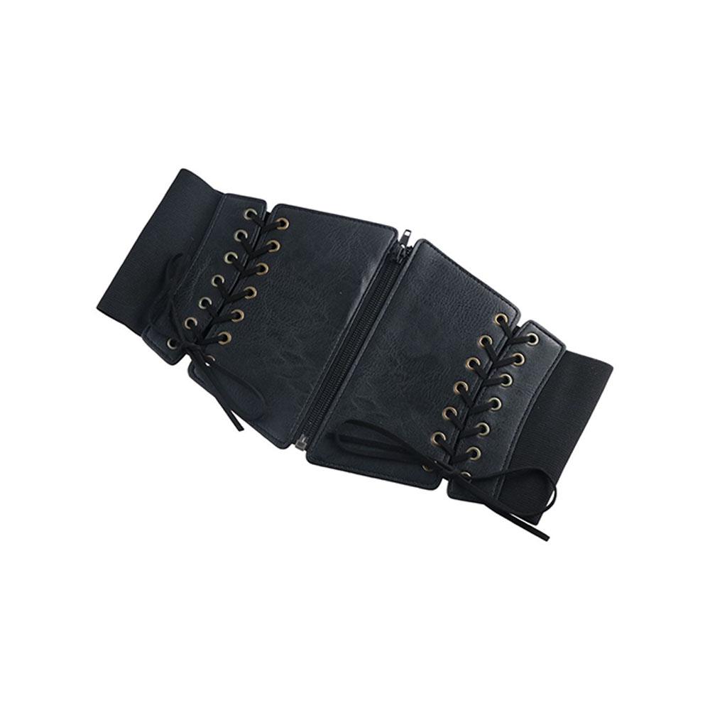 

Elastic Retro Fashion Zipper Pu Leather Vintage Women S Corset Lady Cummerbunds Bandage Women Belt чёрный