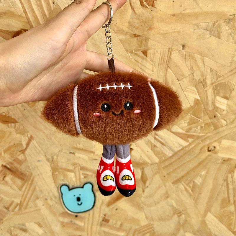 Adorable Sports Ball Plush Dumbbell Keychain