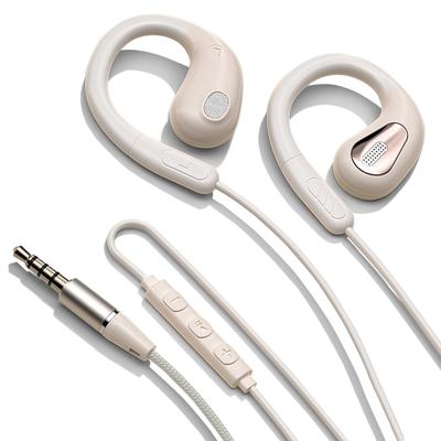 In Wired Headphones with No Ear Supports Adjustable Evolved from Bone Conduction Perfect for Desk and Outdoor Beige [New 2025] 3.5mm Open-Ear Mic,