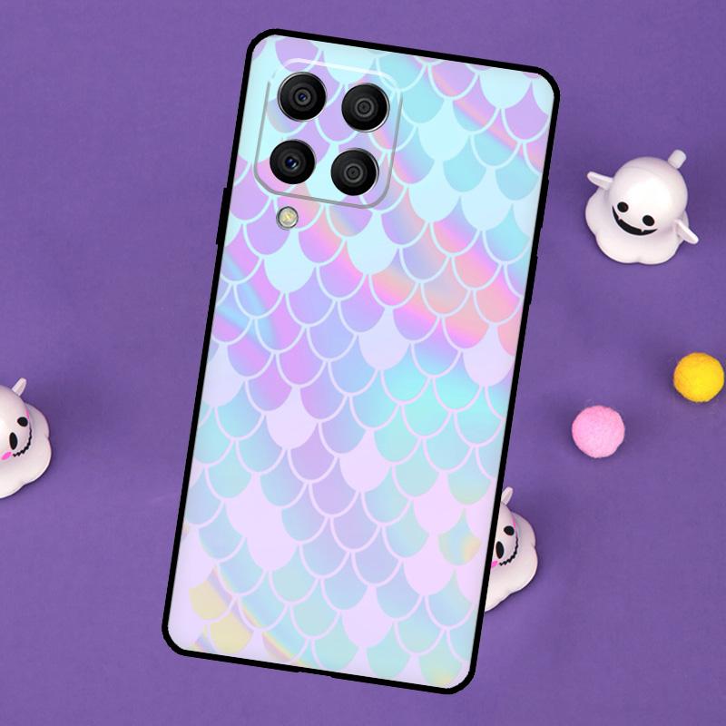 Watercolor Faux Glitter Mermaid Scales Cover For Samsung Galaxy M32 M52 M12 M13 M33 M23 M53 M15 M55 M31 M51 M14 M34 M54 M20 Case