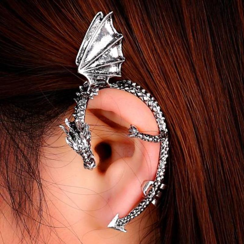 1Pc Dragon Shaped Ear Cuff Exaggerated Hip Hop Gothic Punk Non-Piercing Clip Wrap Cartilage