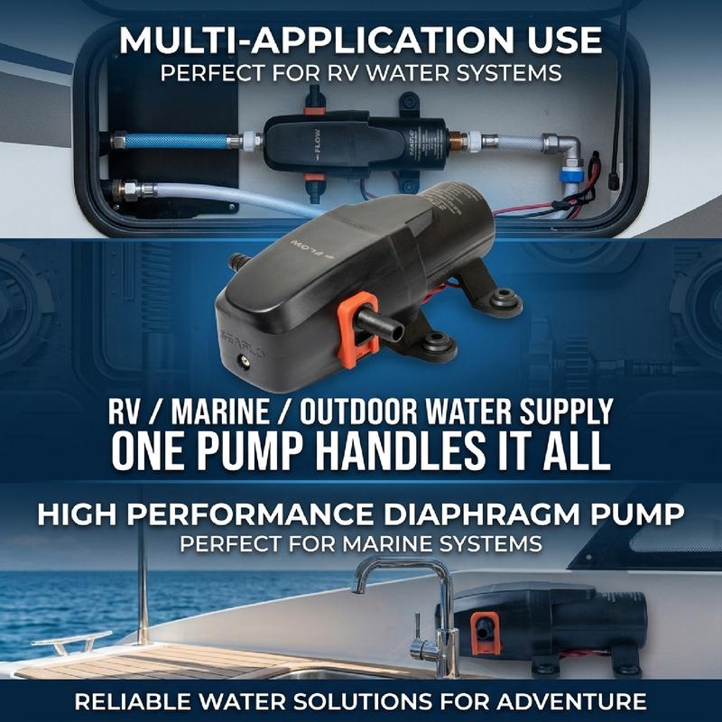 23A RV Mini Diaphragm Pump DC 12V 24V Self Priming Water Pump RV Fresh Water Pressure Pump On Demand