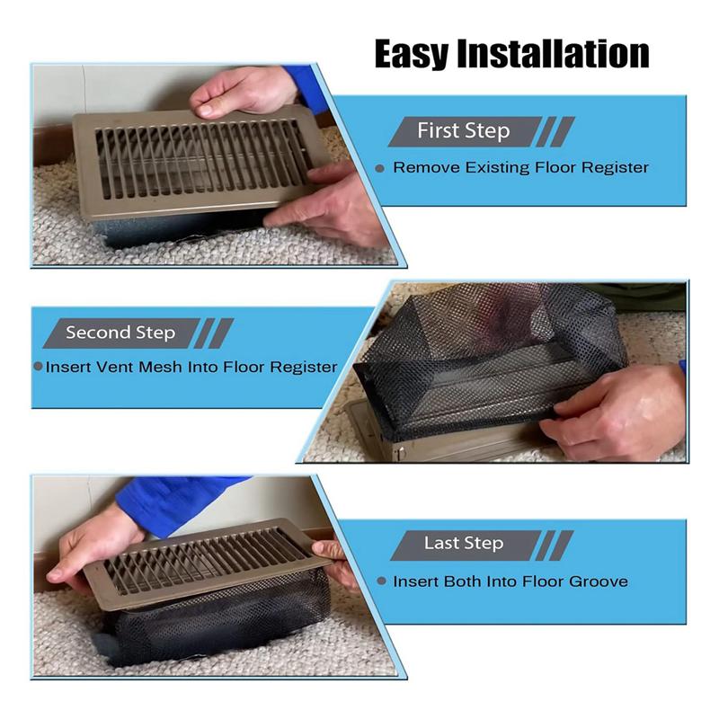 A25F-Floor Register Cover Trap, Floor Air Vent Mesh Cover Screen For Home Air Vent Filters 12-Packs(4X10 Inch 12-Pieces)