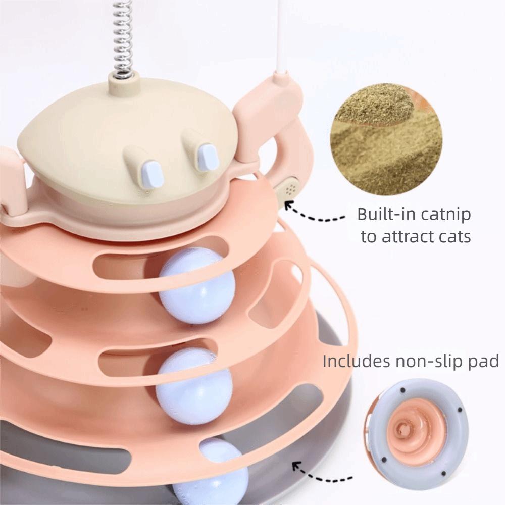 Fun Puzzle Game 3 Layer Cat Toy Tower Physical Exerciser Stimulating Cat Food Toy Interactive Entertaining Kitten Indoor Use
