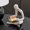 Abstracte Leesman Figuur met Gouden Boek Man Hars Beeld Sculptuur Huis Kantoor Bureau Decoratie Ornament Boekenliefhebbers Cadeau