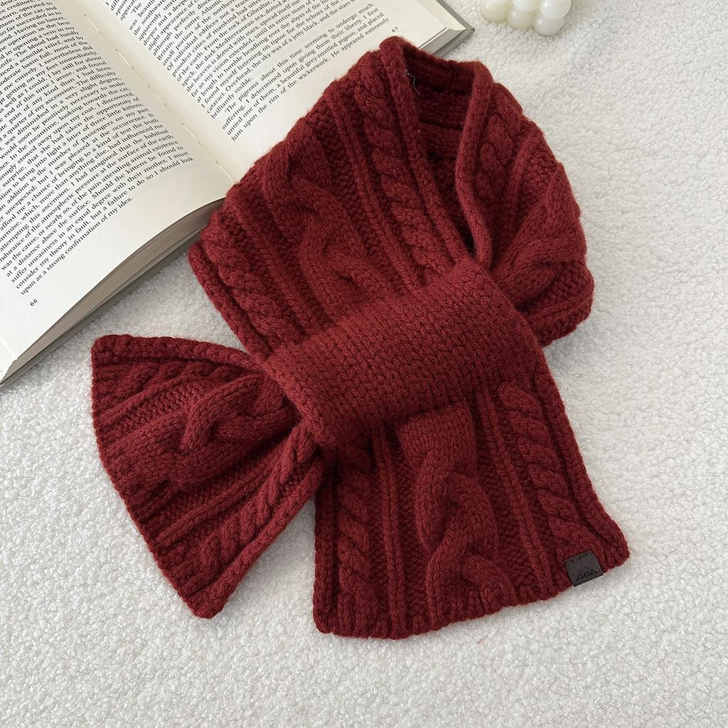 Cross Scarf New Fried Dough Twists Monochrome Fork Neck Warm Scarf Versatile Vintage Scarf