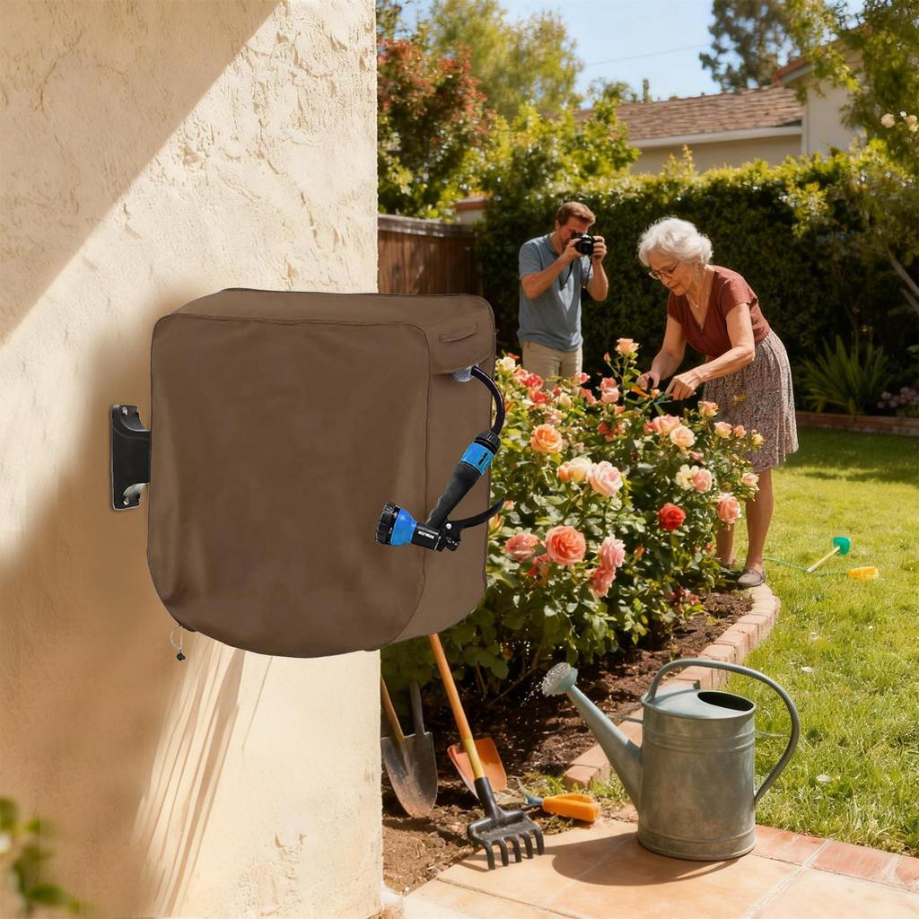 Garden Hose Reel Protector Waterproof Damage-Resistant Retractable Hose Reel Cover For Outdoor Yard Backyard Farm Pathway