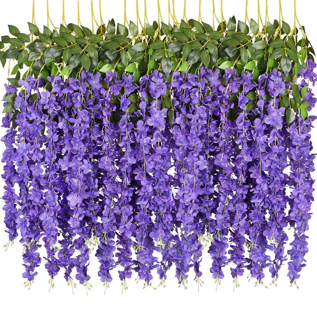 12PCS Artificial Flowers Rattan Home Festival Wedding Celebration Party Outdoor Garden Wall Garland DIY Gift Box Decor Accessory
